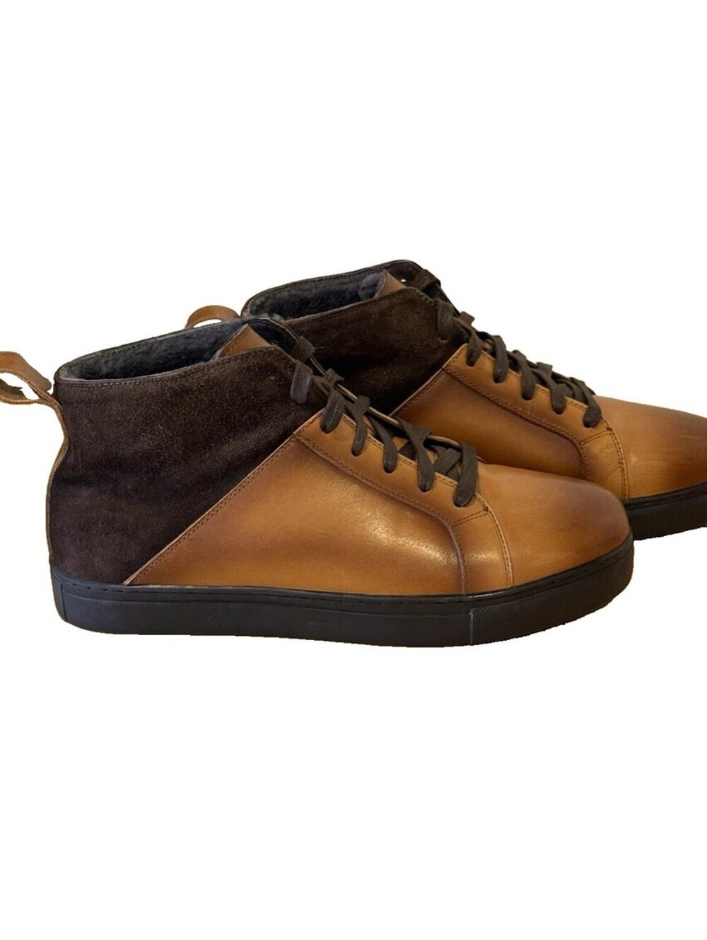 Marc Nolan Ryker Cognac Leather Suede Shearling Winter Sneaker Boots Mens 13